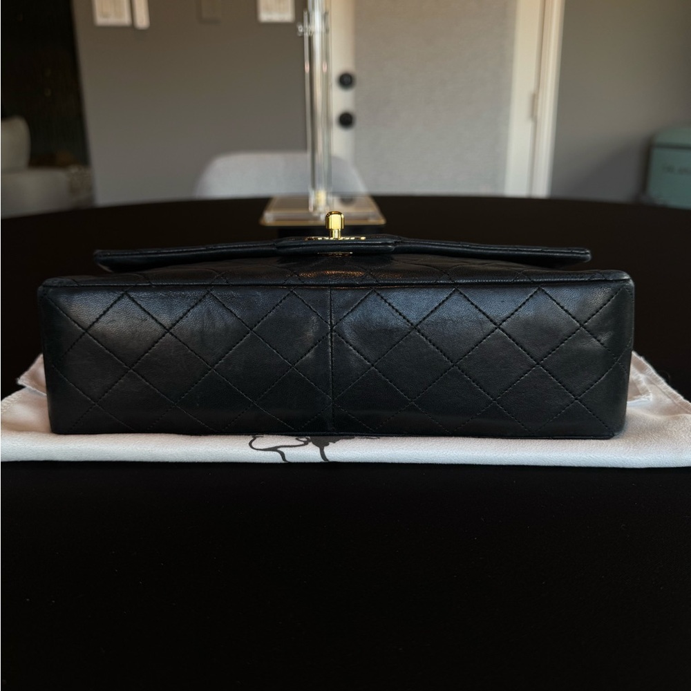 CHANEL Vintage CC Single Flap Bag Lambskin 24K Gold Black Karl Lagerfeld - Picture 6 of 17